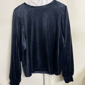 LOFT Navy Velvet Long Sleeve Top